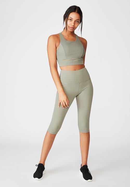 Cotton On - Workout rib mesh capri - steely shadow