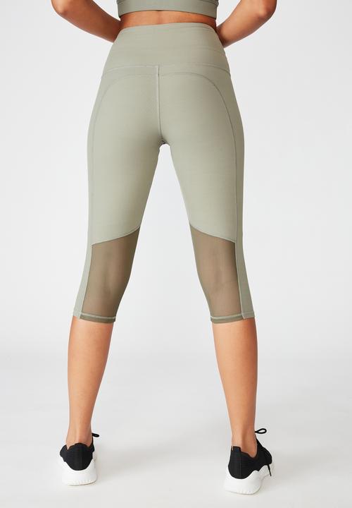 Cotton On - Workout rib mesh capri - steely shadow