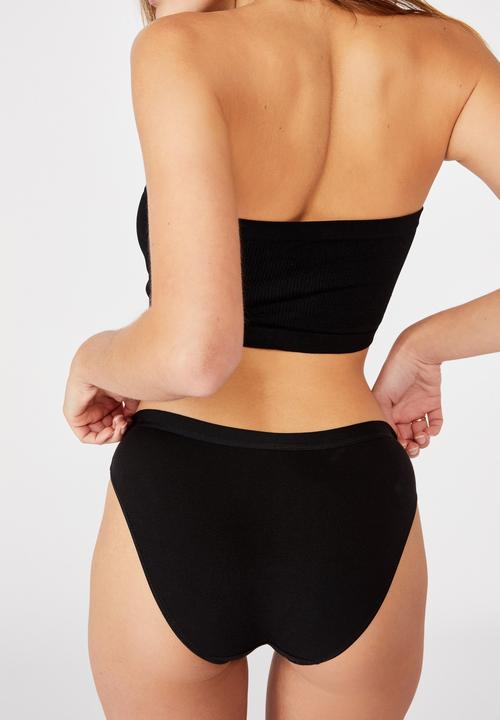 Cotton On - Cotton rib bikini brief - black