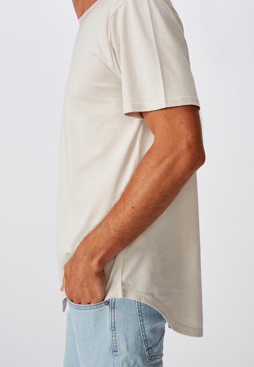 Cotton On - Longline curve hem burnout tee - smoke