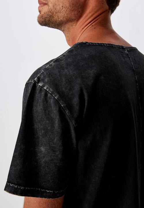 Cotton On - Longline curve hem burnout - washed black