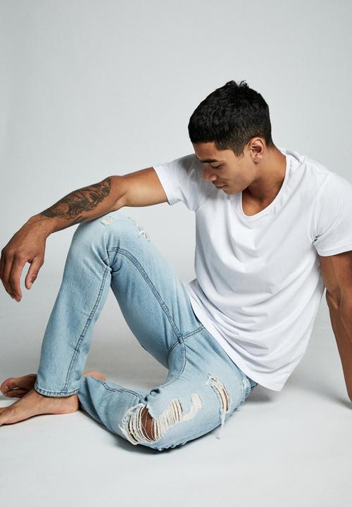 Cotton On - Slim fit jean  - ohio blue + rips