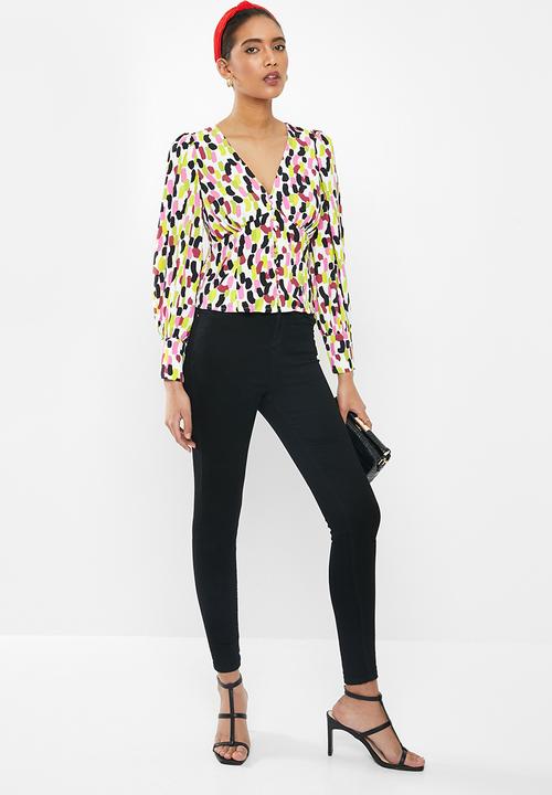 Glamorous - V-neck abstract spot blouse - multi