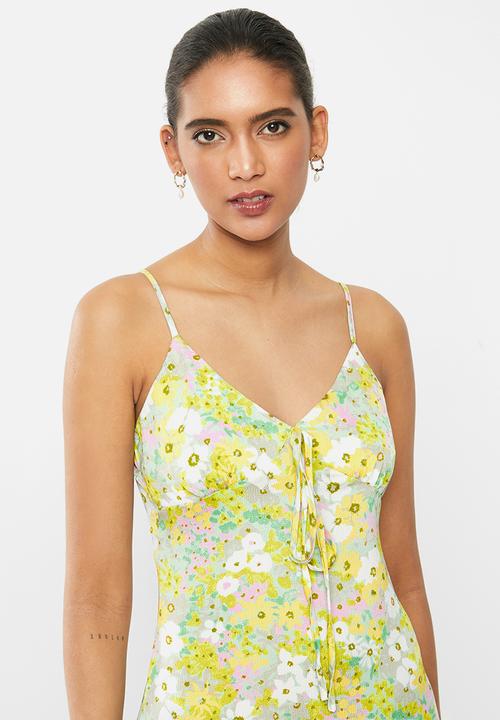Glamorous - Soft floral cami dress - green & pink