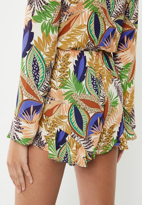 Glamorous - African leaf playsuit - multi