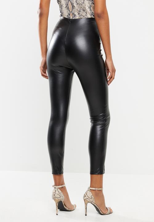 Missguided - Faux leather pin tuck leggings - black