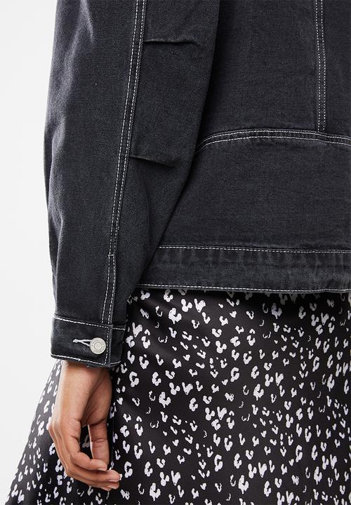 Missguided - 80's Batwing oversized denim jacket - black