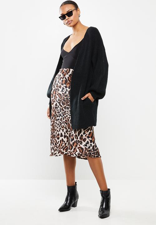 Missguided - Ribbed balloon sleeve oversized cardigan - black