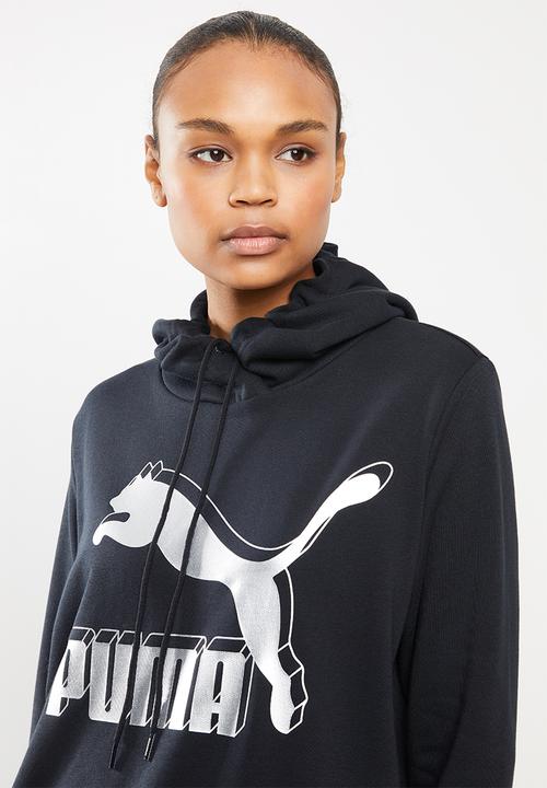 PUMA - Classics logo hoody - black & sliver 