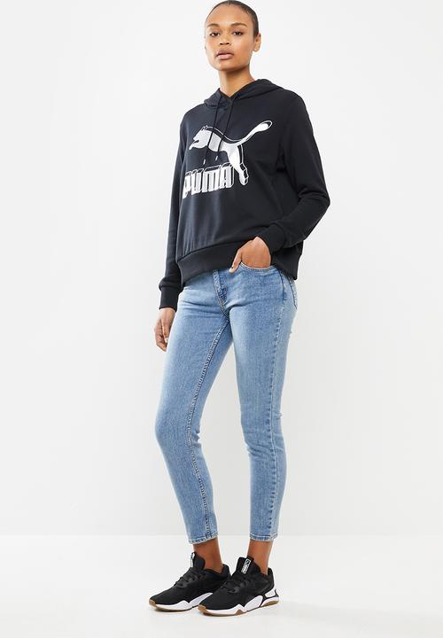 PUMA - Classics logo hoody - black & sliver 