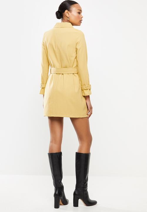 Missguided - Smart utility denim dress - yellow