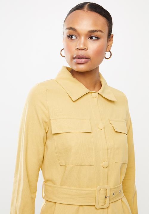 Missguided - Smart utility denim dress - yellow
