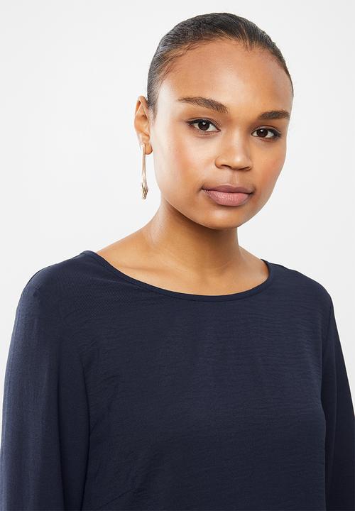 edit - Long sleeve woven cuff shell plain - navy