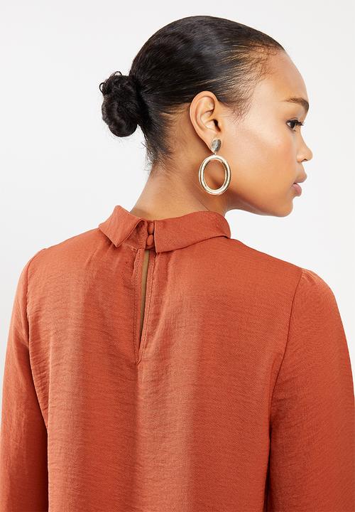 edit - Rolled neck blouse - rust