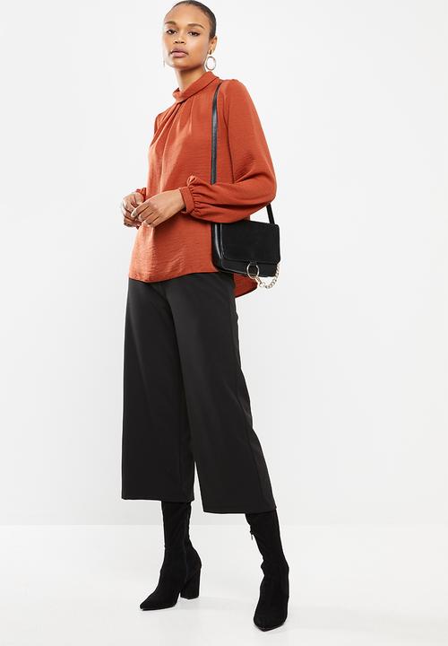 edit - Rolled neck blouse - rust