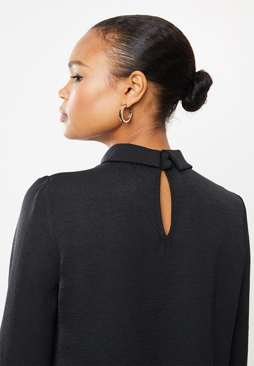 edit - Rolled neck blouse - black