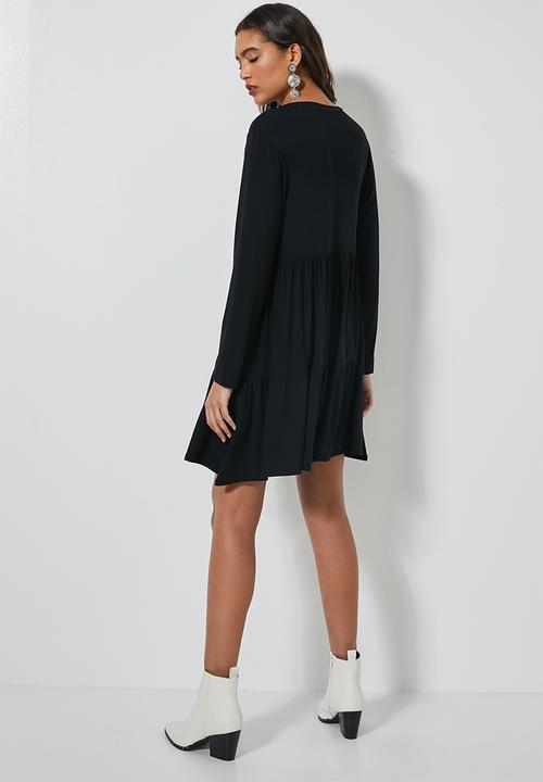 Superbalist - Tiered knit dress - black