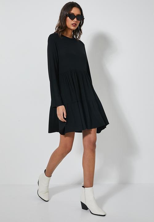 Superbalist - Tiered knit dress - black