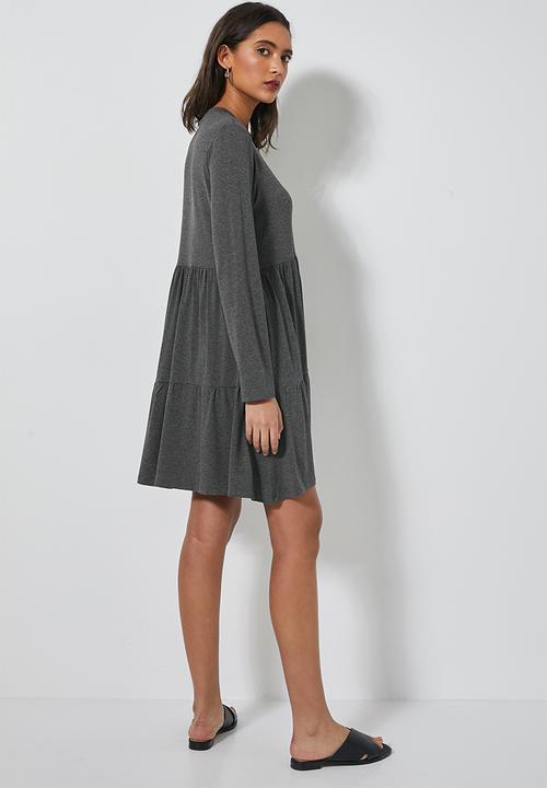 Superbalist - Tiered knit dress - charcoal melange