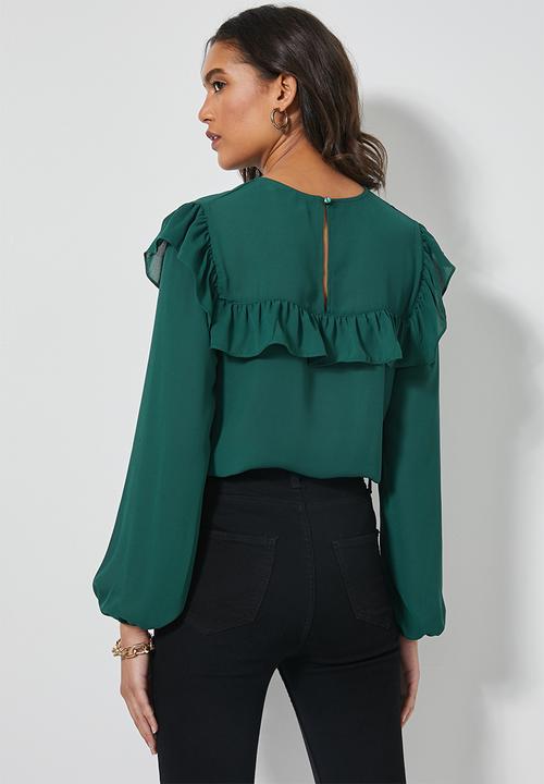 Superbalist - Femme ruffle blouse - emerald green
