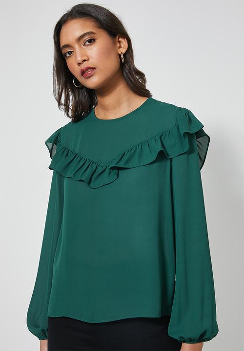 Superbalist - Femme ruffle blouse - emerald green