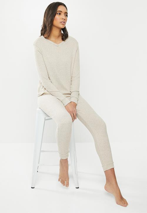 Superbalist - Sleep top & pants set - stone melange