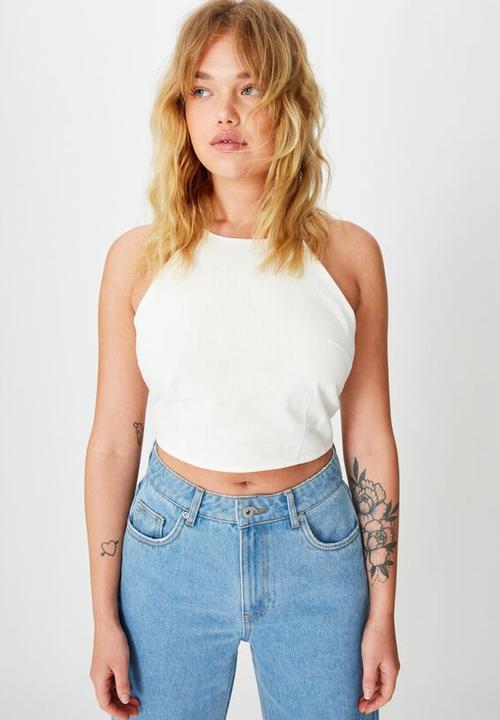 Factorie - Backless high neck top - white