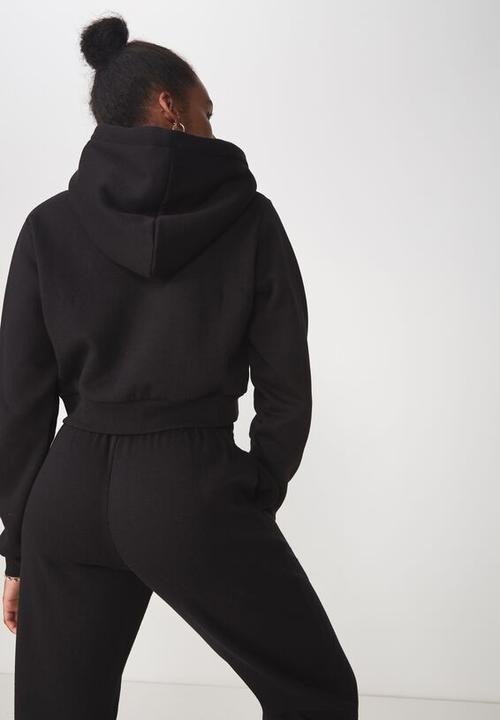 Factorie - Classic crop hoodie - black