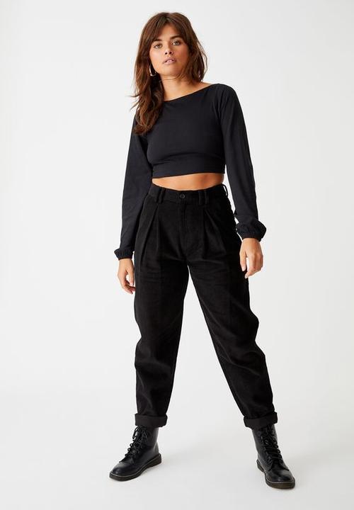 Factorie - Cord slouch pant - black