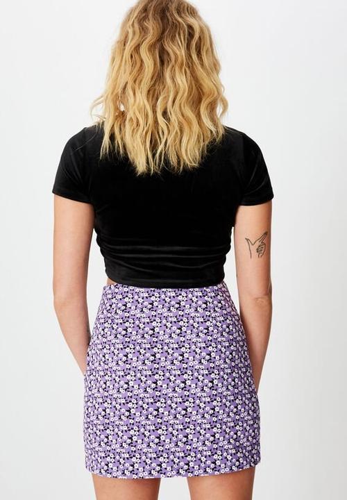 Factorie - Double split mini skirt - jayda purple ditsy