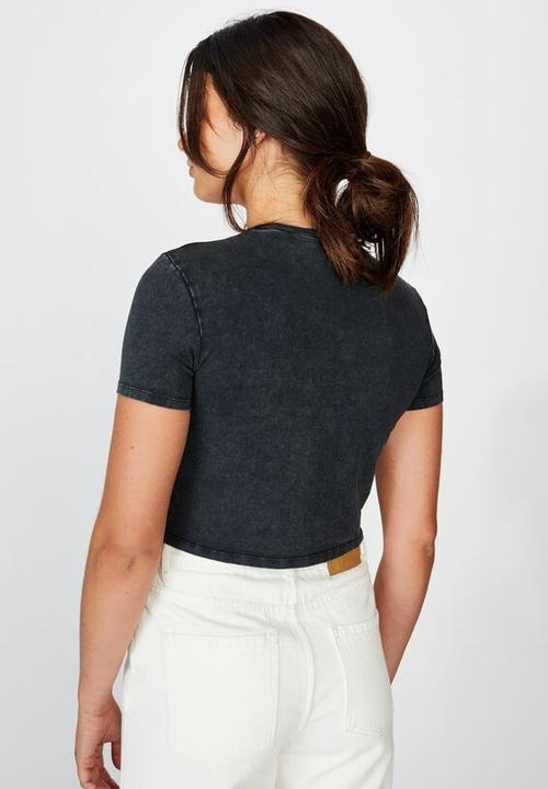 Factorie - Fitted graphic T-shirt  palmistry - washed black