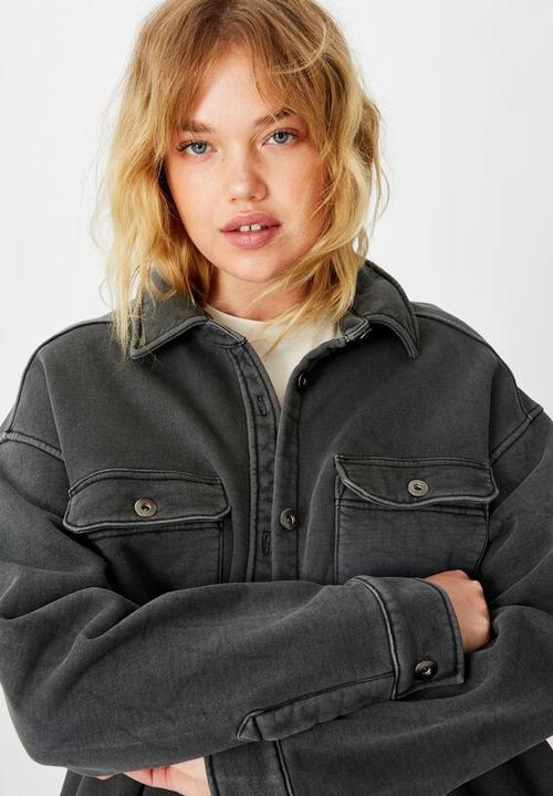 Factorie - Fleece shacket - washed black