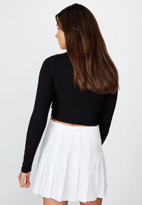 Factorie - Long sleeve pull front top - black