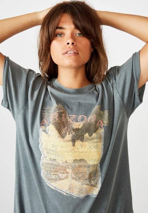 Factorie - Oversized graphic tee arizona eagle - washed grey
