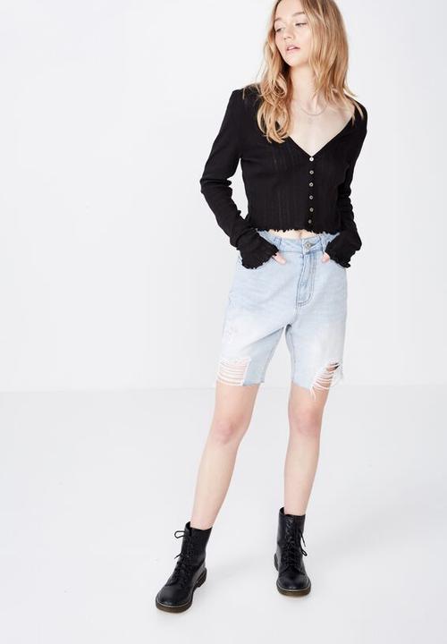 Factorie - Pointelle cardi long sleeve - black