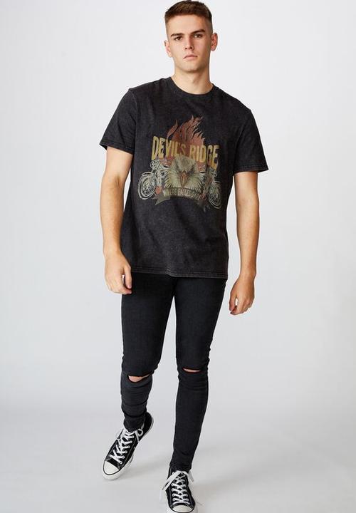 Factorie - Regular graphic T-shirt devils ridge - washed black
