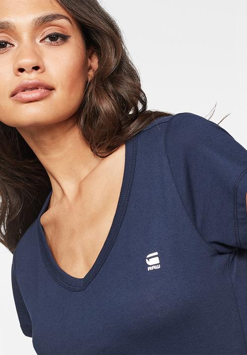 G-STAR - Eyben slim v-neck short sleeve tee -  blue