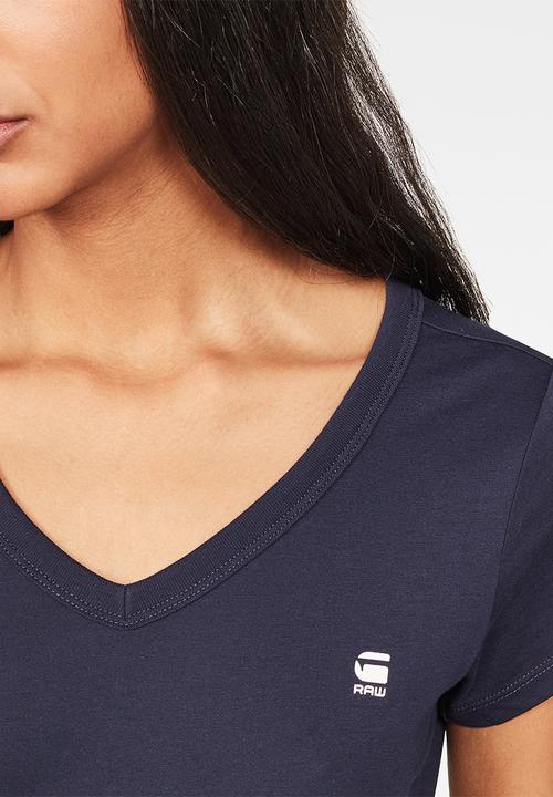 G-STAR - Eyben slim v-neck short sleeve tee -  blue