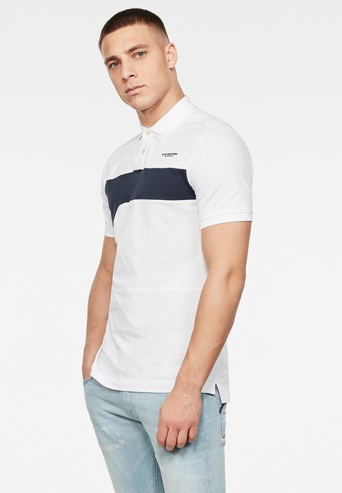 G-STAR - Cut & sewn GR slim fit polo - white