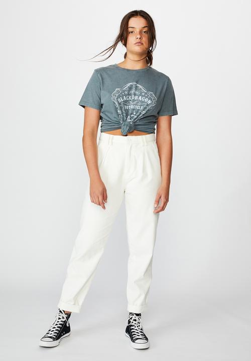 Factorie - Relaxed graphic T-shirt dragon motorcycle - washed grey 