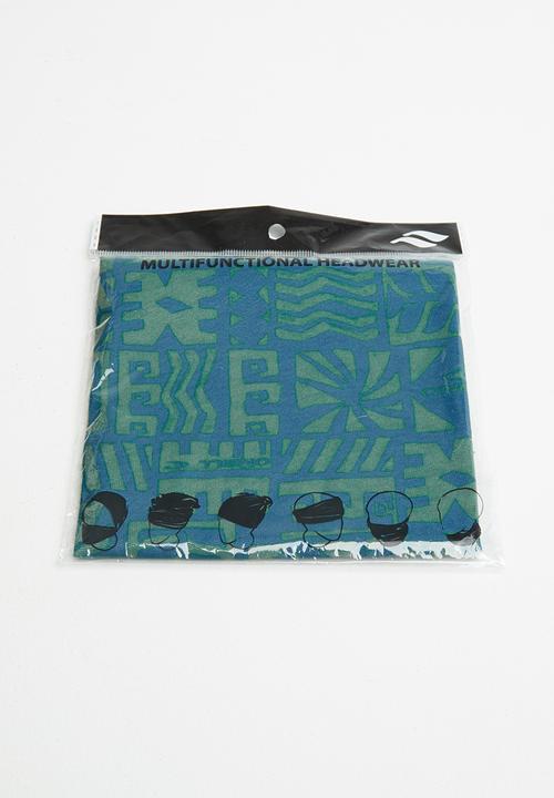 O'Neill - Natural geo tubular face masks - teal & yellow