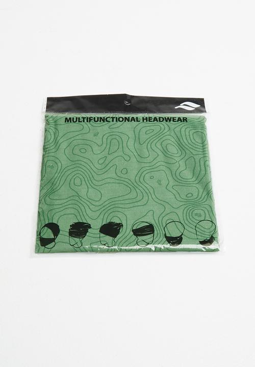 Fox - Topo sage tubular face masks - grey &/green