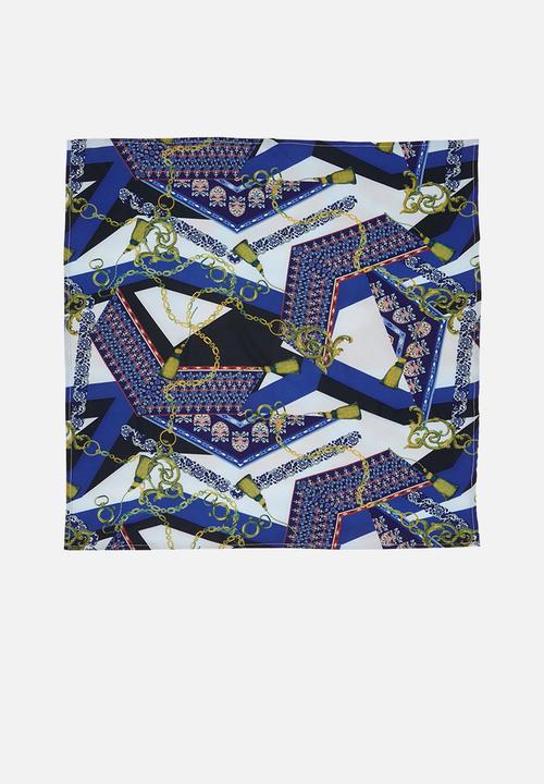 Superbalist - Vintage chain print neckerchief - blue & black