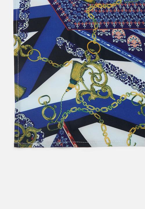Superbalist - Vintage chain print neckerchief - blue & black