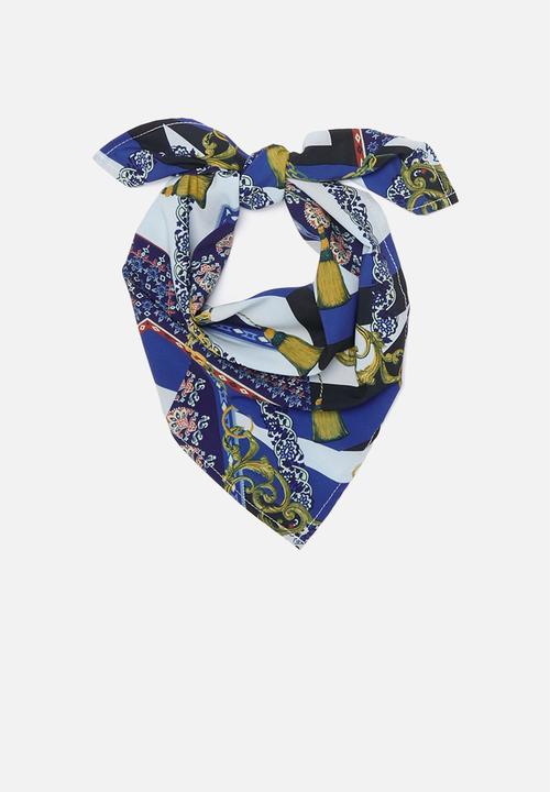Superbalist - Vintage chain print neckerchief - blue & black