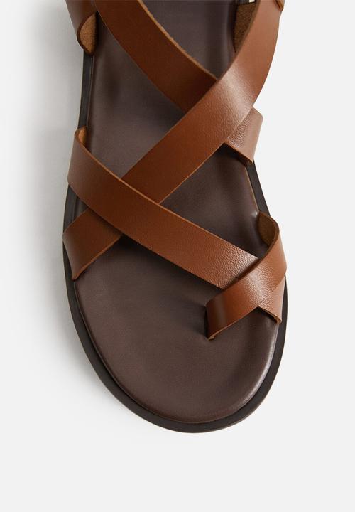 MANGO - Sandals roma bovian leather - medium brown