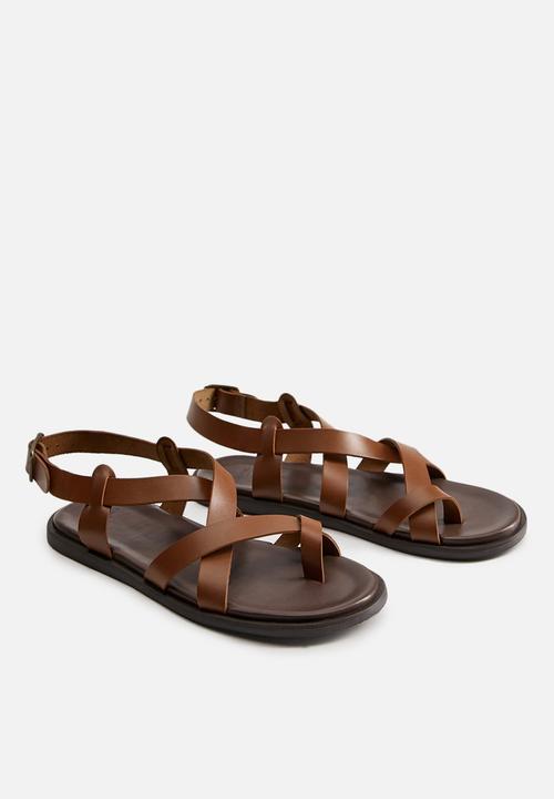 MANGO - Sandals roma bovian leather - medium brown