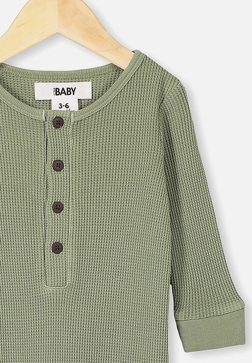 Cotton On - The long sleeve waffle romper - sage