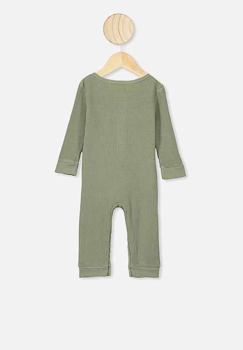 Cotton On - The long sleeve waffle romper - sage