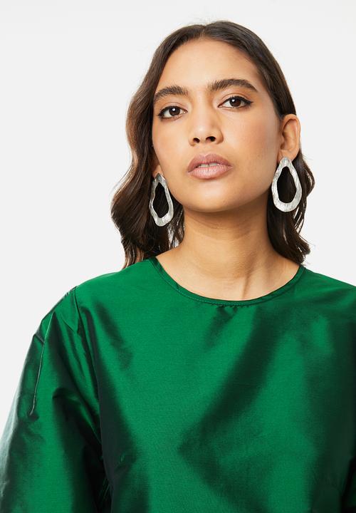 VELVET - Statement sleeve taffeta mini dress - green